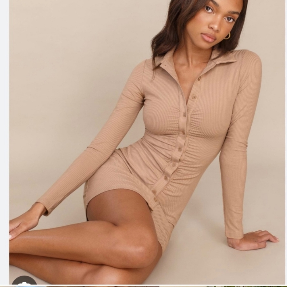 Reformation Amy Knit Dress in Sand size Large NWT